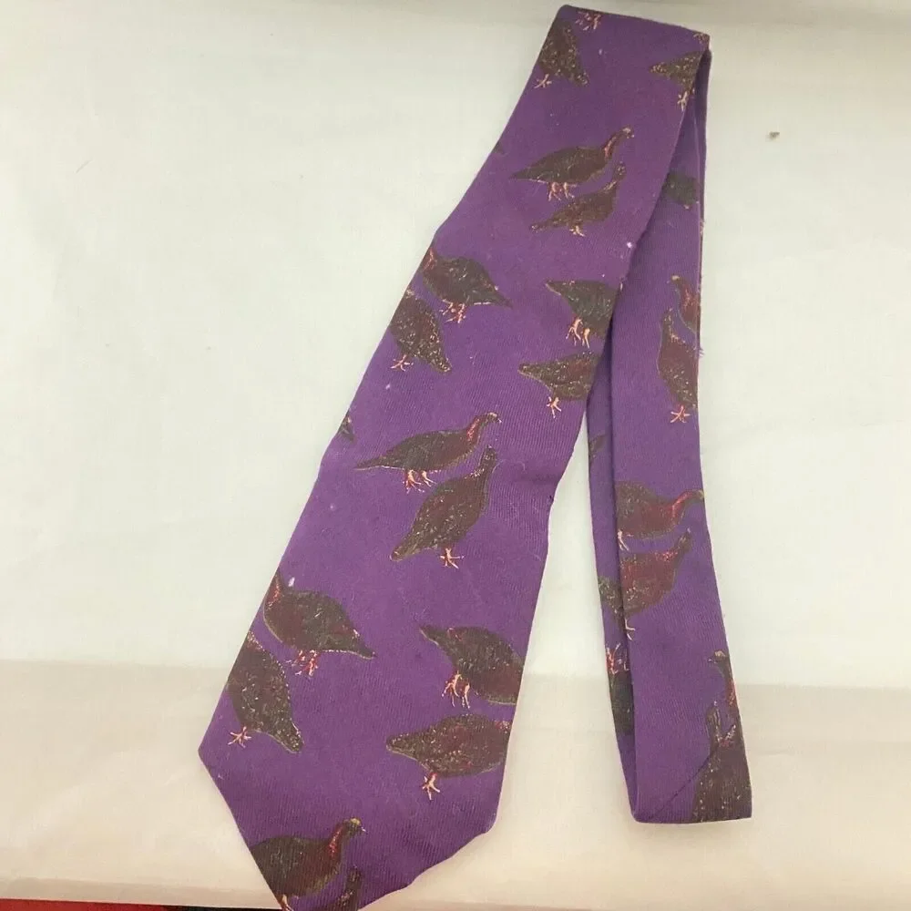 #5647 Robert Talbott Quail Deep Purple Peacock Mens Necktie, Tie 57X4